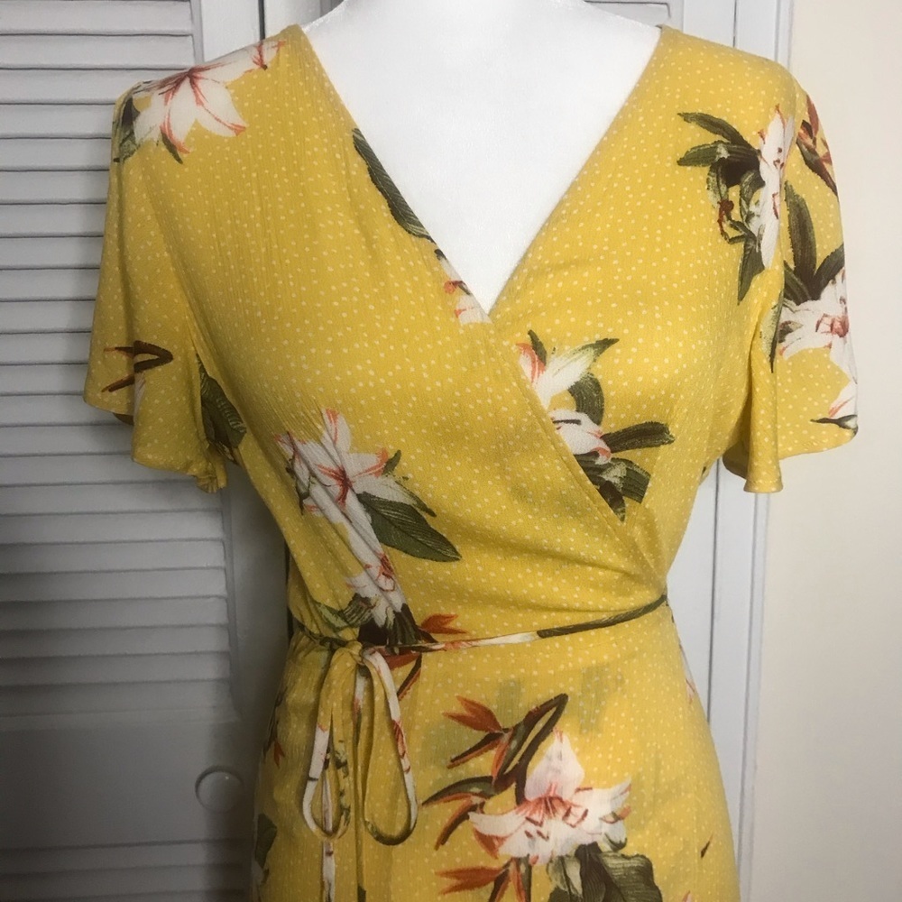 Heart of Marigold Yellow Tropical Wrap Maxi Dress - Picture 6 of 8